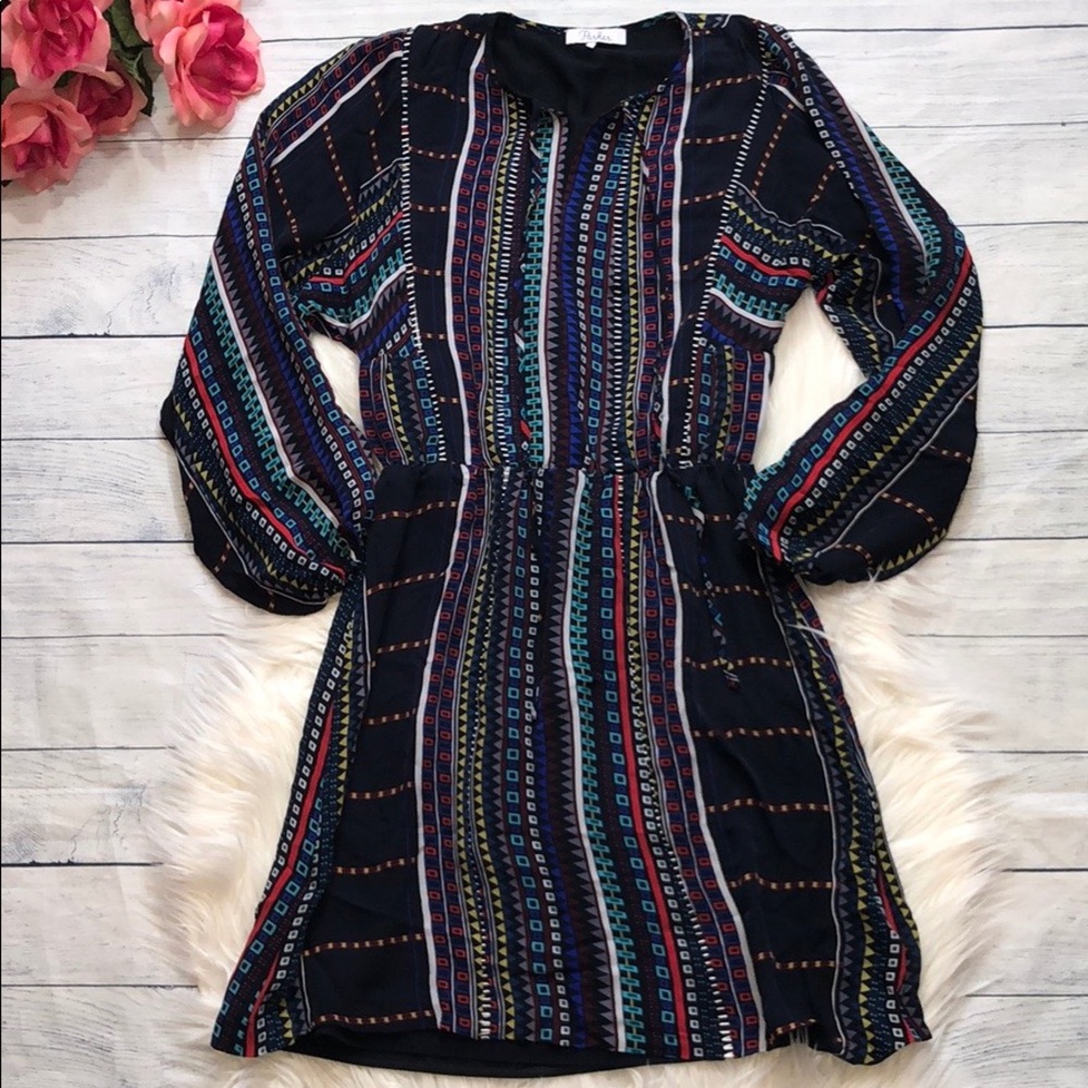 Parker Hammock Silk Hedra Striped Geometric Dress - Picture 2 of 8